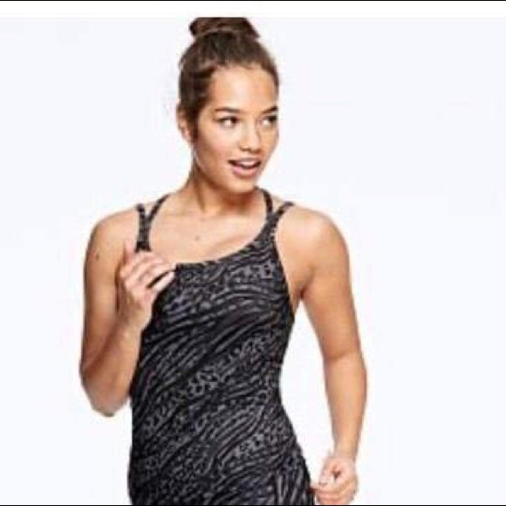 NWT PINK Top Active Ware Black Crossed Back Cami